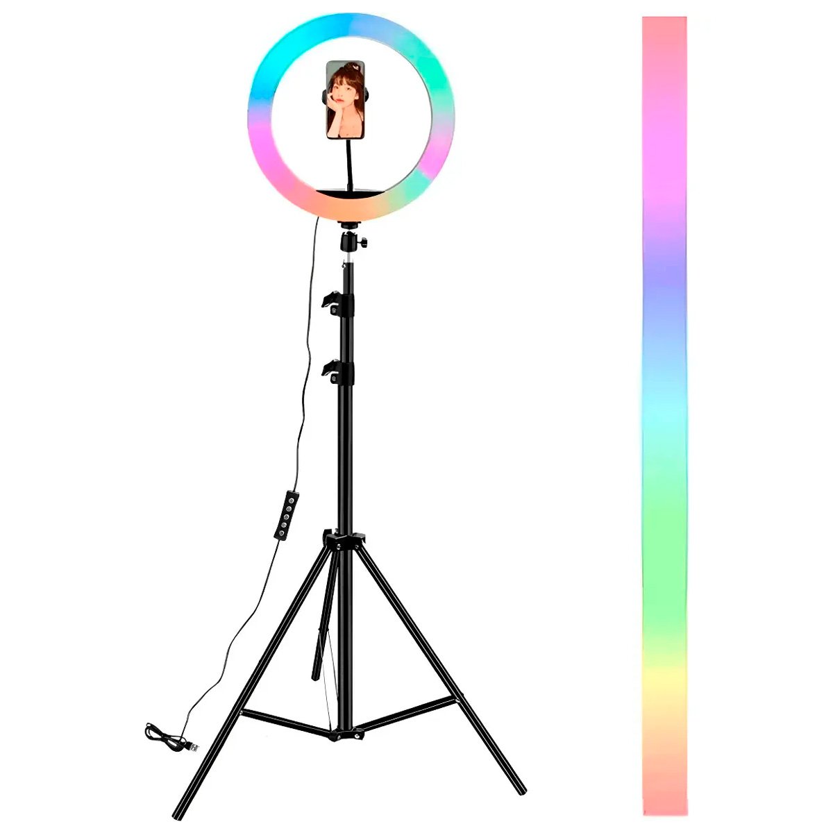 Aro De Luz Rgb Led Flash 26 Cm Fotografía Selfie + Trípode