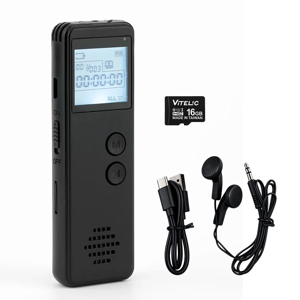 Grabadora Voz Periodista Audio Digital Recargable Y Portátil + Micro SD 16GB