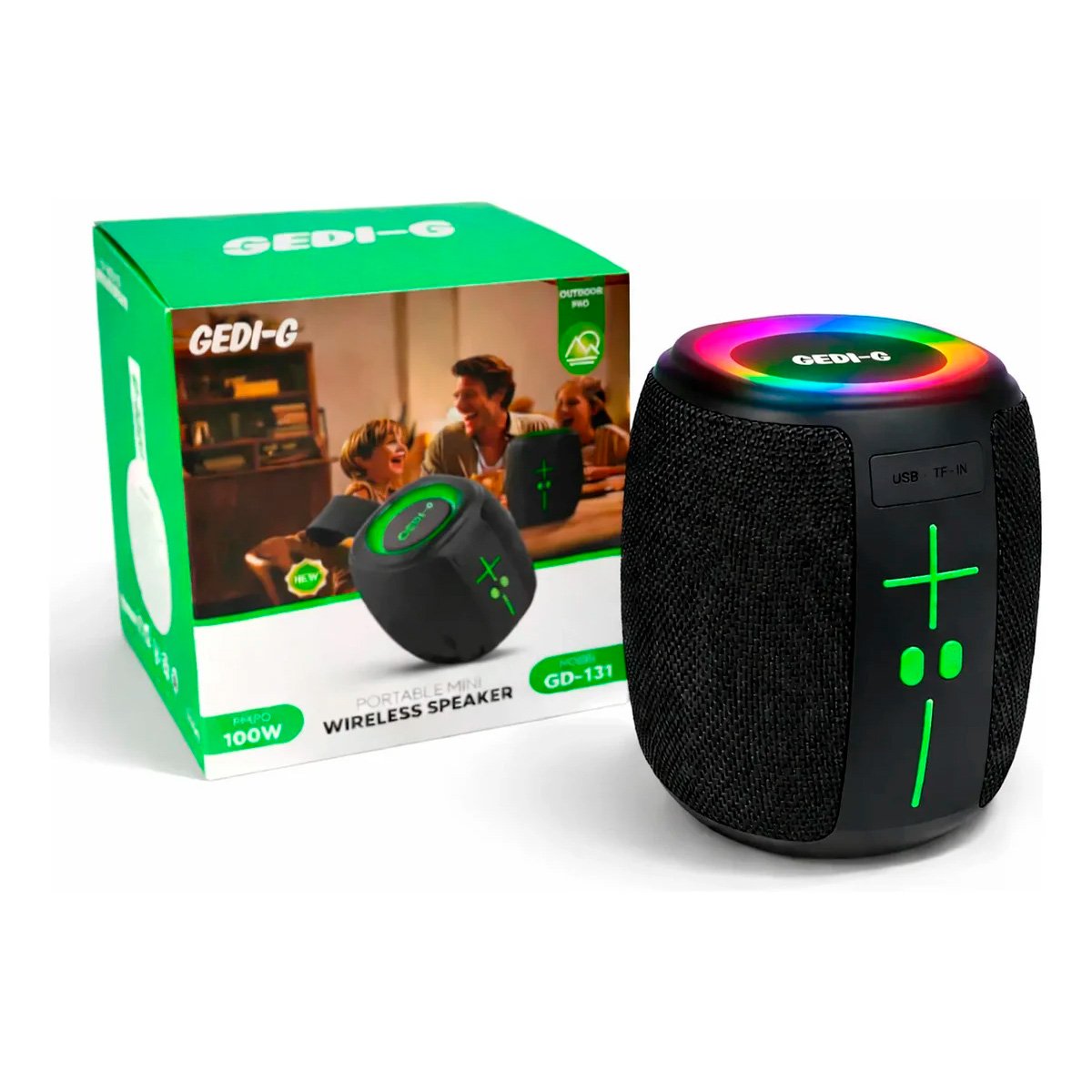 Parlante Portátil Inalámbrico Bluetooth Con Luz Rgb Radio Fm