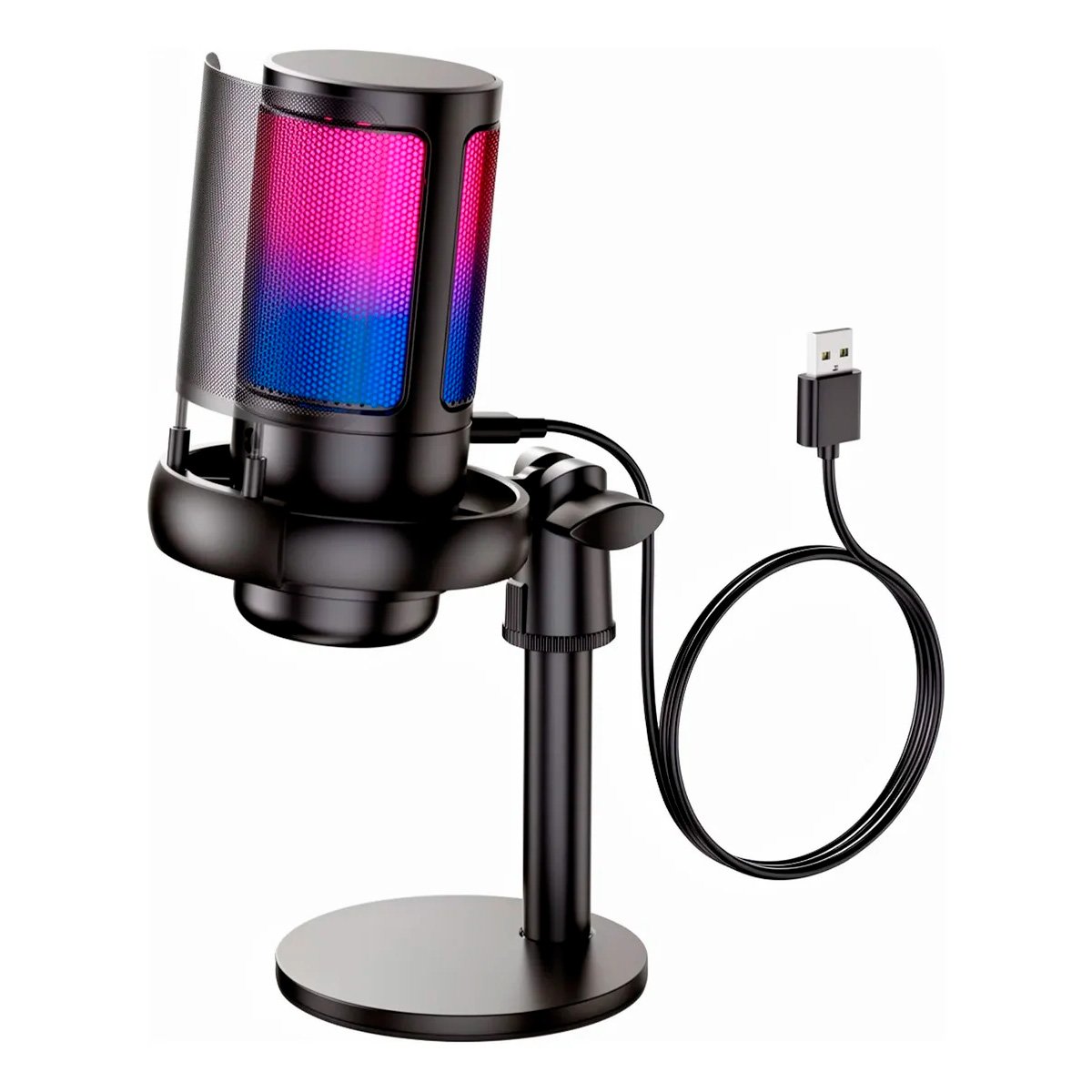 Micrófono Profesional Condensador Gamer De Usb Con Luces Rgb