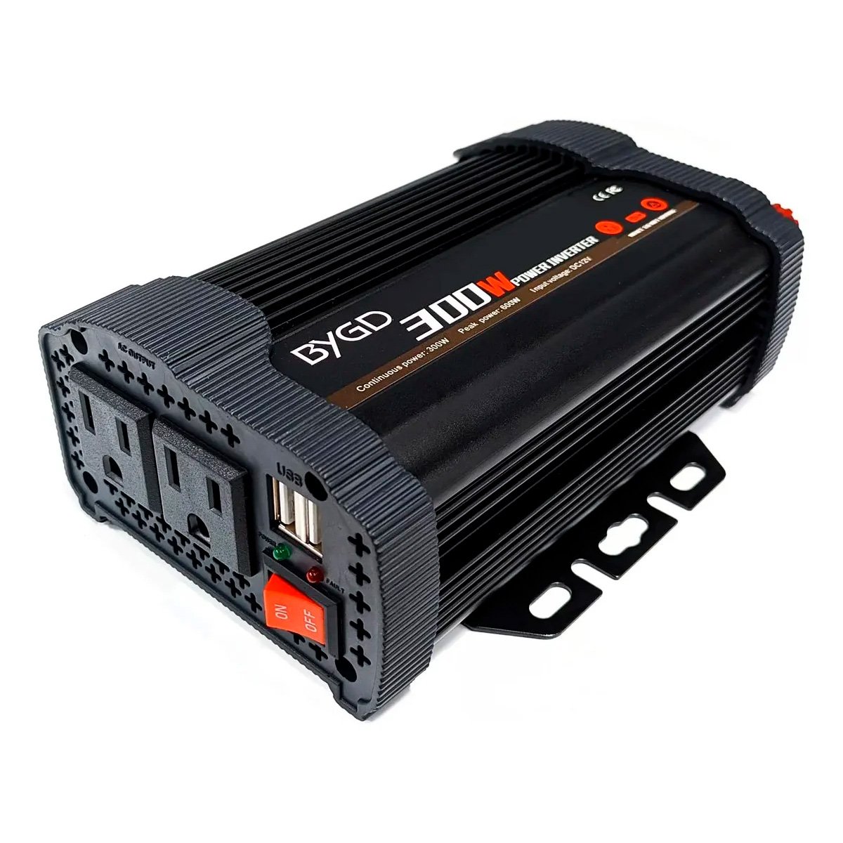 Inversor De Corriente 300w 12v A 110v Doble Enchufe Y Usb