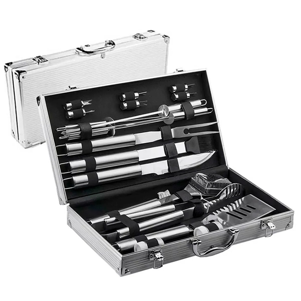 Kit Set Parrillero Bbq Para Asados Con 18 Piezas Y Estuche
