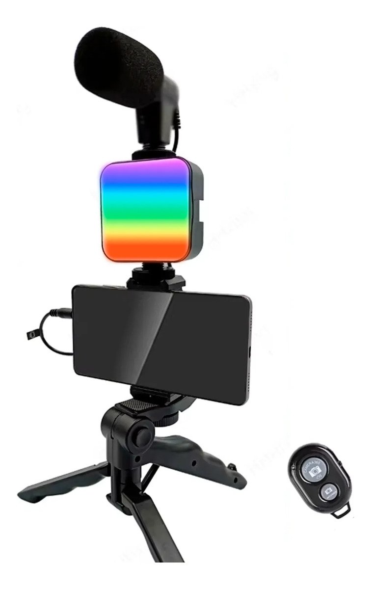 Kit Luz Led Celular Fotografía + Micrófono + Trípode Control