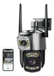 Cámara De Seguridad Con Antena Doble Lente Ptz Wifi Exterior