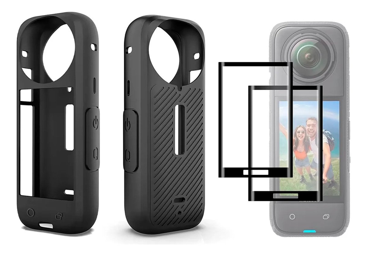 Estuche Funda Goma Antideslizante + Vidrios Para Insta360 X4