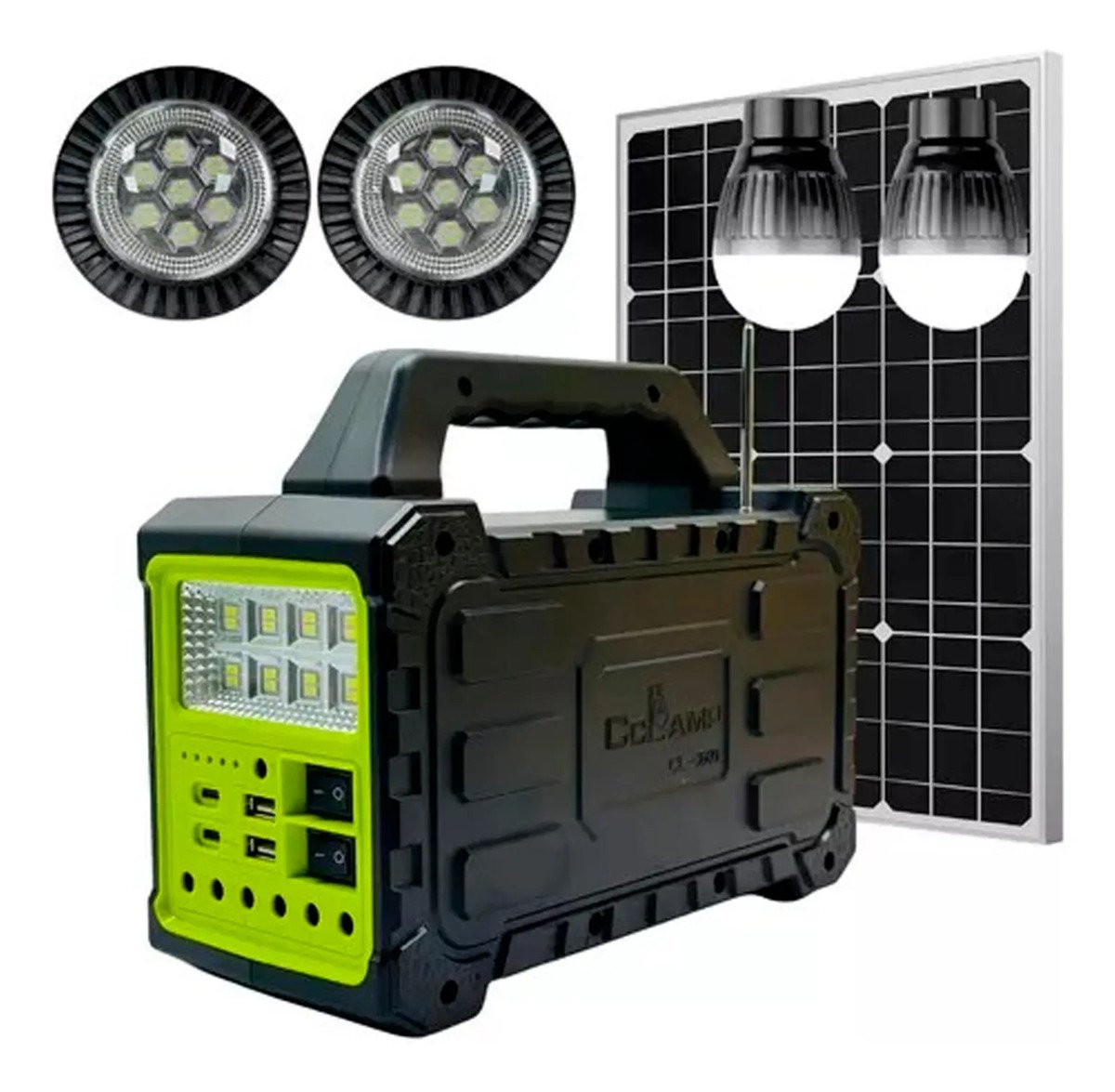 Estación De Carga Generador Solar Con Panel Solar + Lámparas
