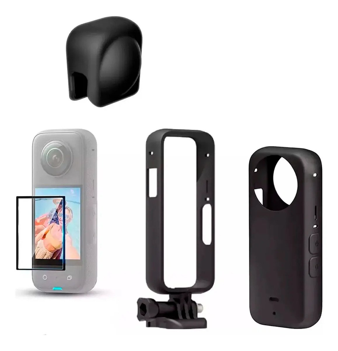 Combo De Protectores Para Insta360 X3 Goma Estuche + Vidrio