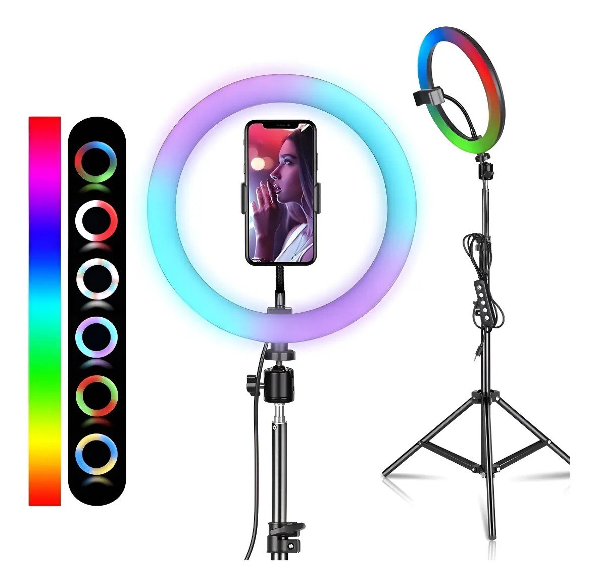 Aro De Luz Rgb Led Flash 33 Cm Fotografía Selfie + Trípode