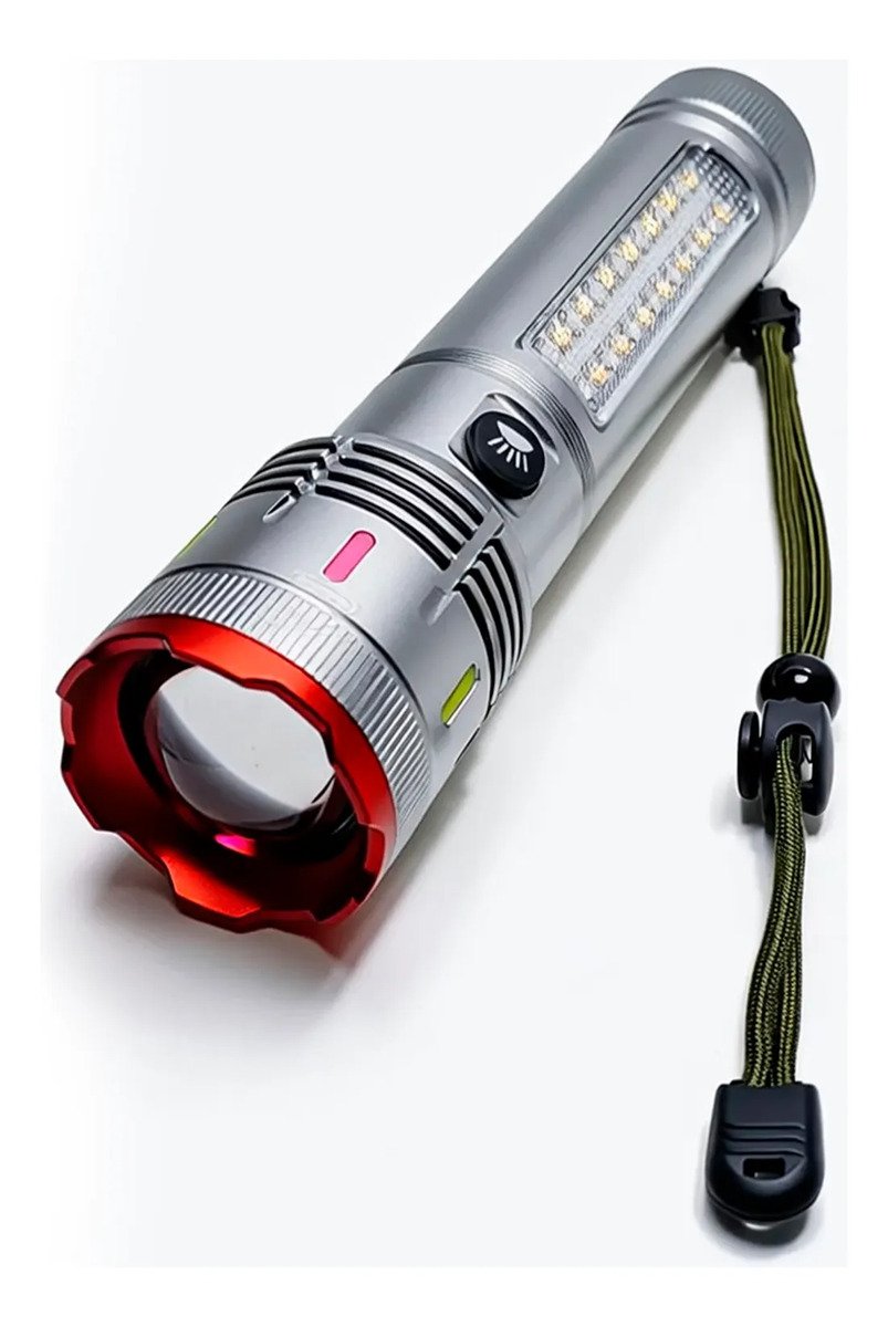 Linterna Luz Recargable Potente Iluminación Lateral Frontal