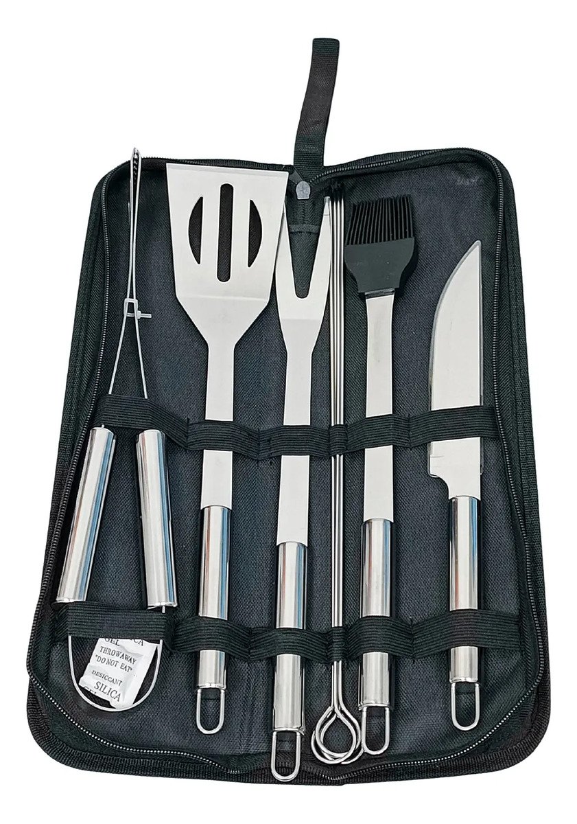 Kit Parrillero Set Bbq Para Asados 9 Utensilios Con Estuche