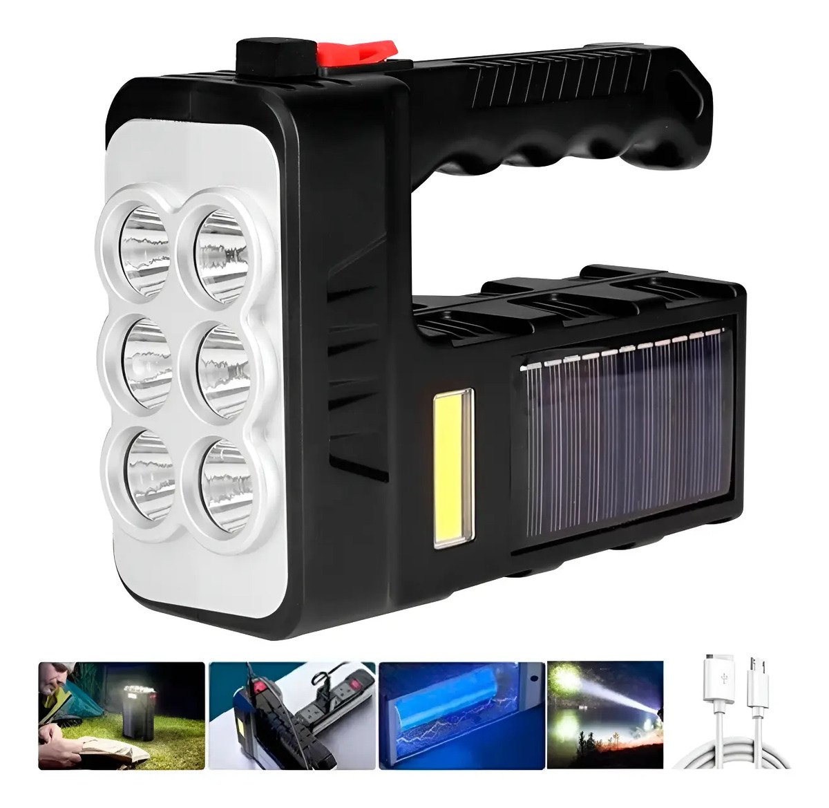 Linterna Luz Led Portatil Recargable Brillante Panel Solar