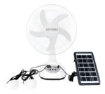 Ventilador Recargable Panel Solar 2 Bombillos 14 Pulgadas