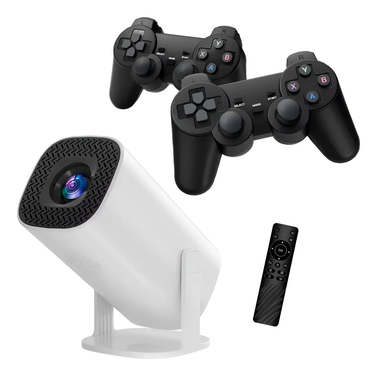 Proyector Gamer Juegos Con 2 Mandos A Distancia Inalámbricos