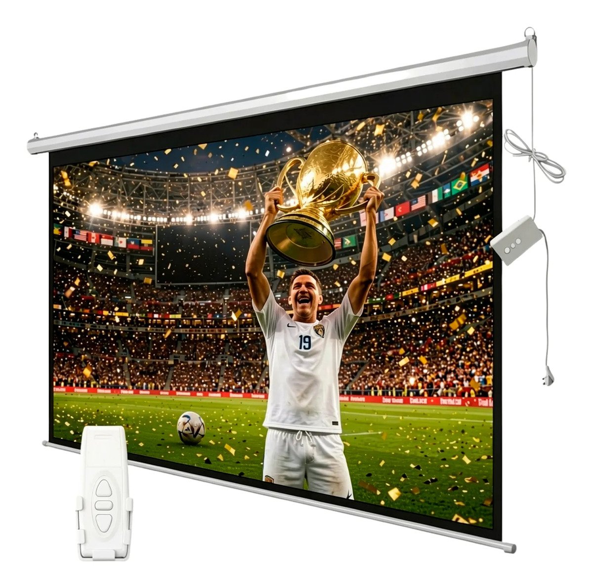 Telón Eléctrico Pantalla De 100 Pulgadas Retráctil + Control