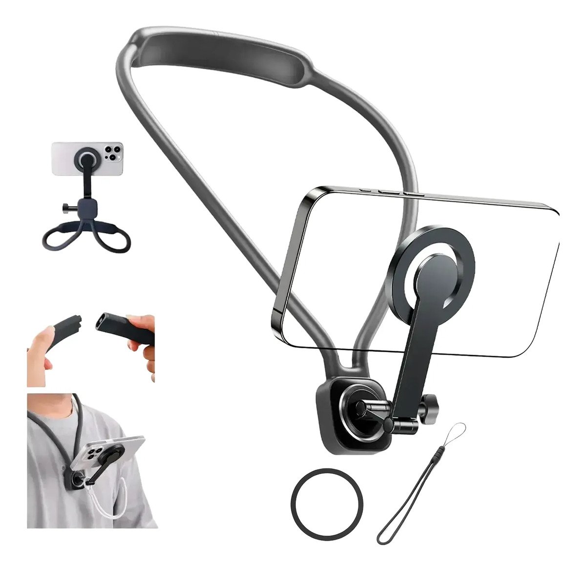 Soporte Base 360° Ajustable Magnético De Cuello Para Celular