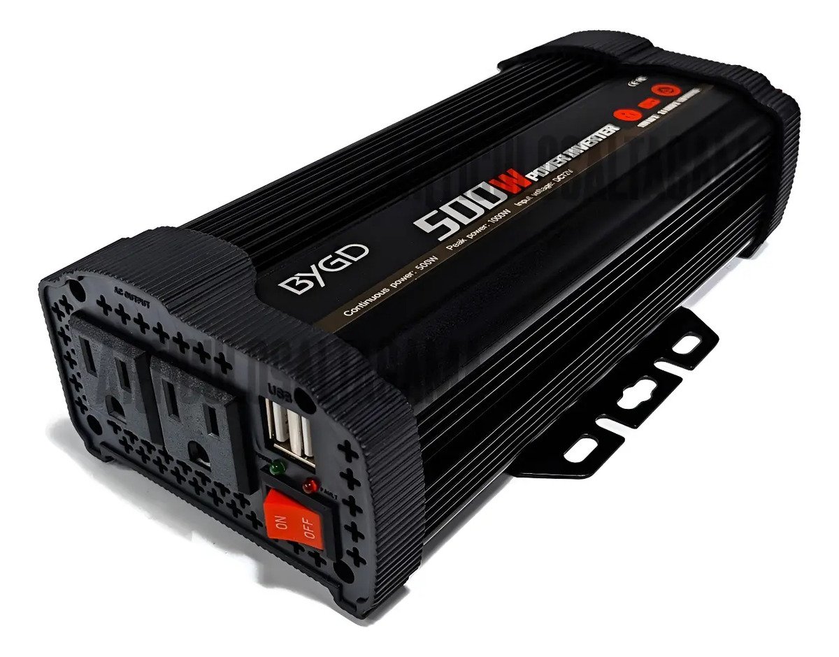 Inversor De Corriente 500w 12v A 110v Doble Enchufe Y Usb
