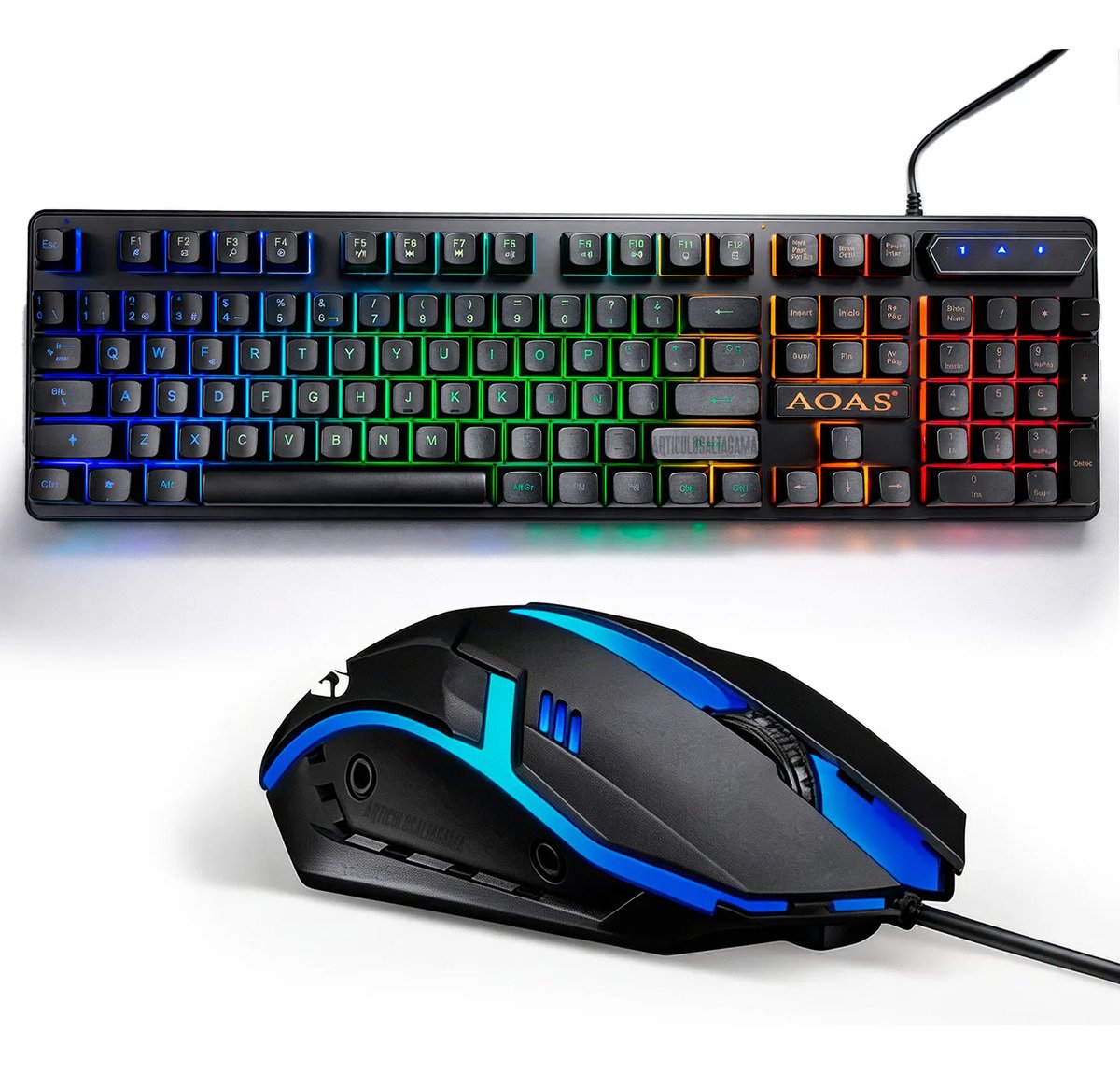 Combo Kit De Teclado + Mouse De Cable En Español Con Luz Rgb