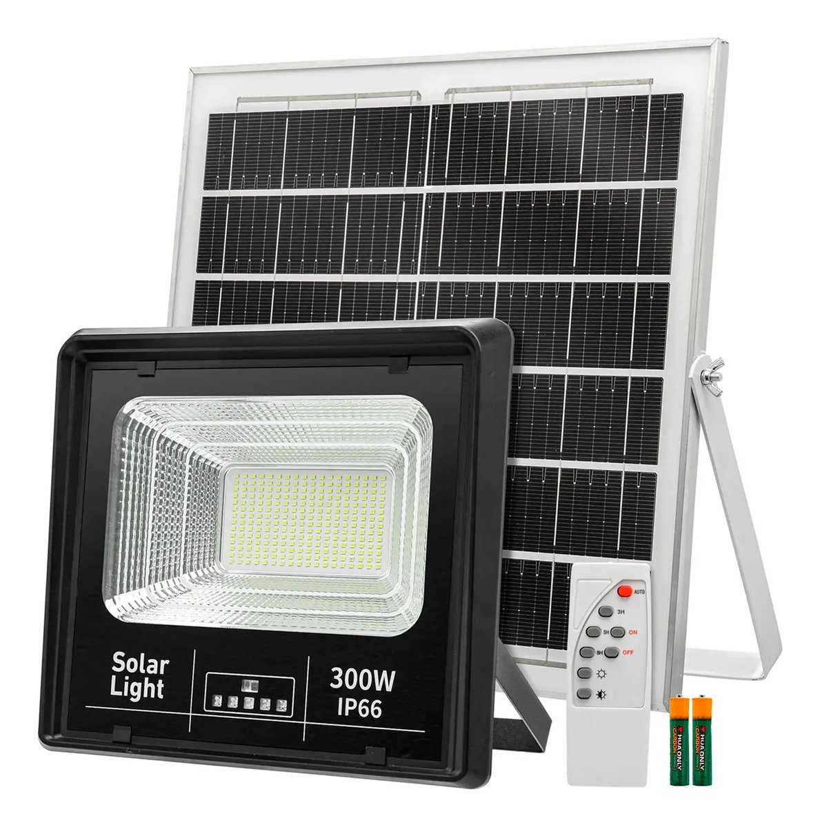 Reflector Lámpara De 300w Exterior Con Panel Solar + Control