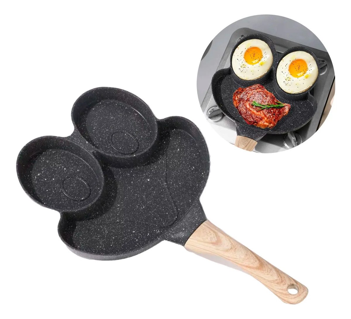 Sartén Antiadherente 3 Espacios Mini Parrilla Forma De Sapo