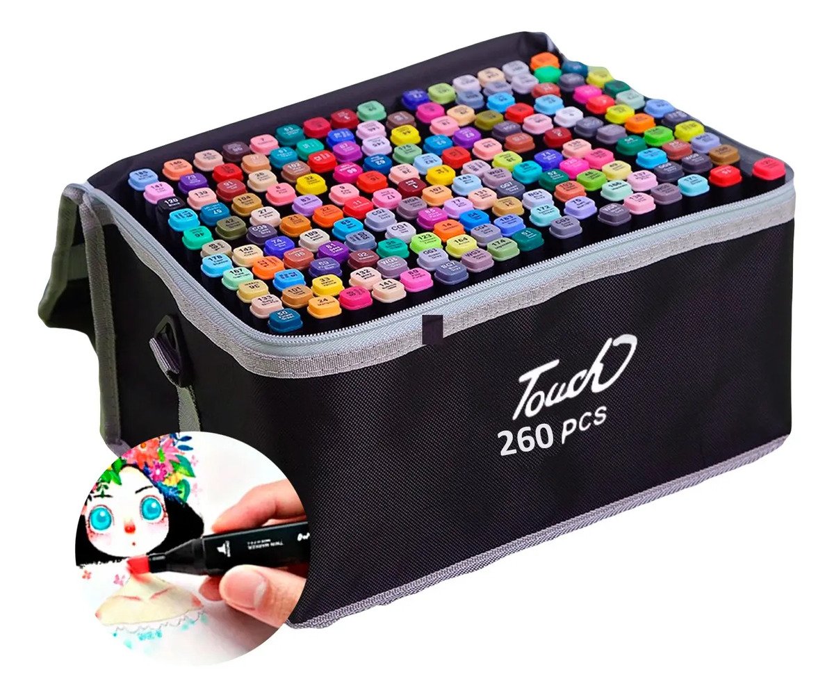 Set De 262 Plumones Alcohol Doble Punta Marcadores Rotulador