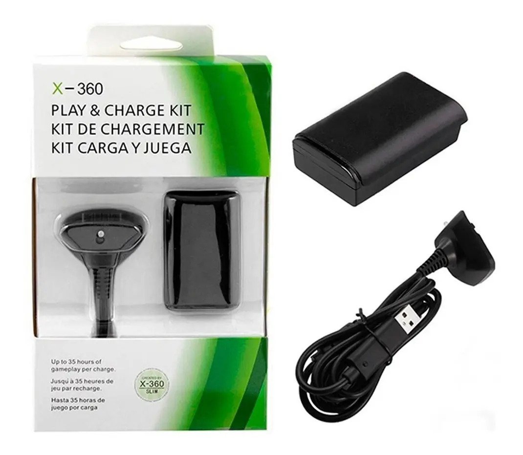 Kit Carga Y Juega Para Xbox 360 + 4800 Ni-mh Recargable