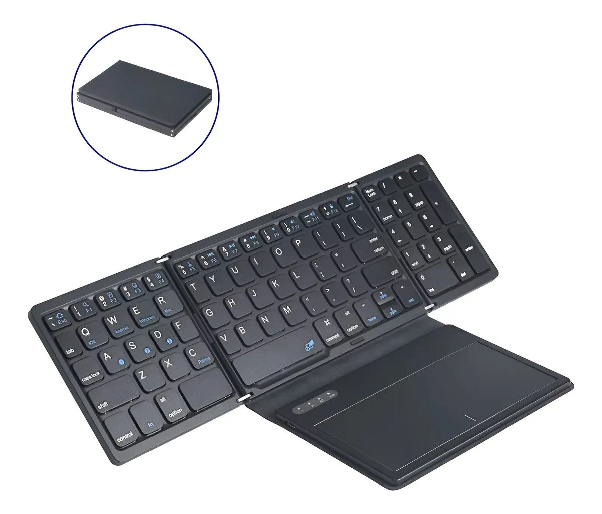 Teclado Bluetooth Inalámbrico Ligero Y Plegable Mouse Táctil