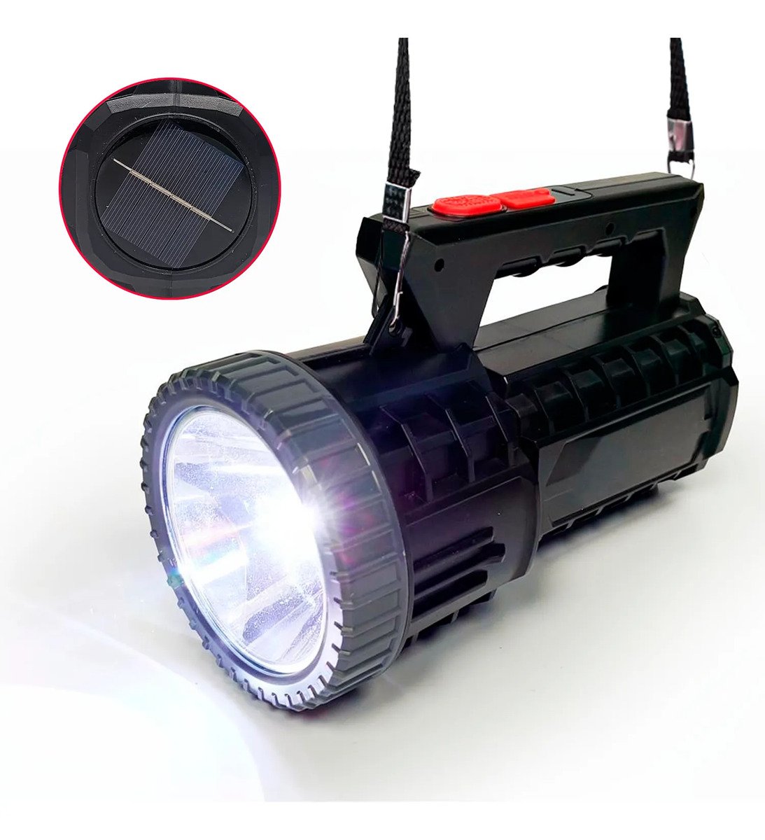 Linterna De Mano Con Luz Led Portátil Y Potente Panel Solar