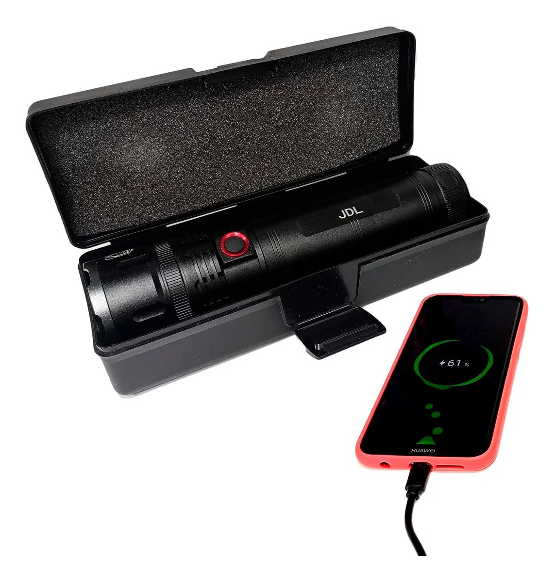 Linterna Táctica Recargable De Luz Blanca Con Zoom + Estuche