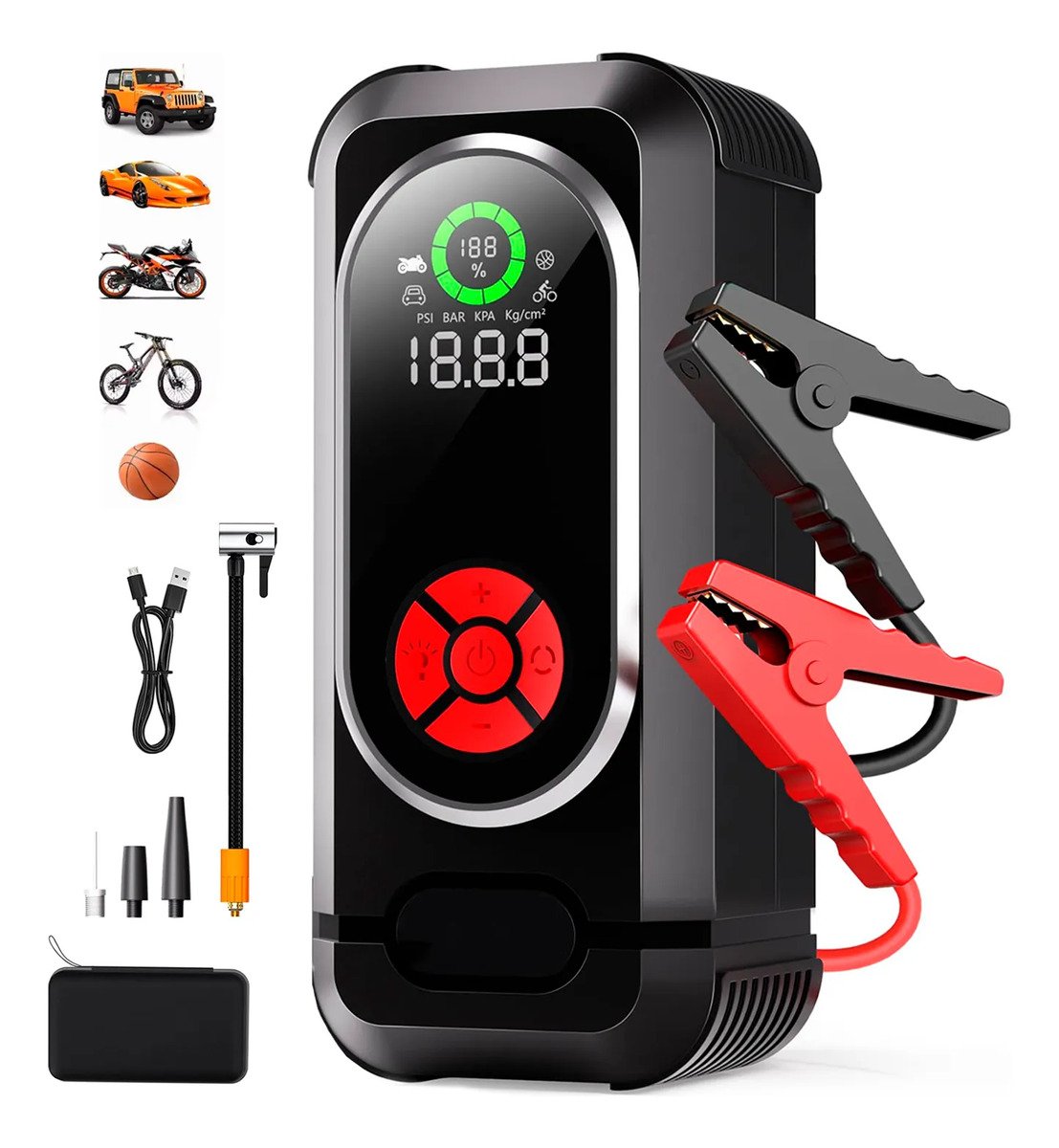 Compresor 4 En 1 Arrancador 12v Inflador Y Power Bank 150psi