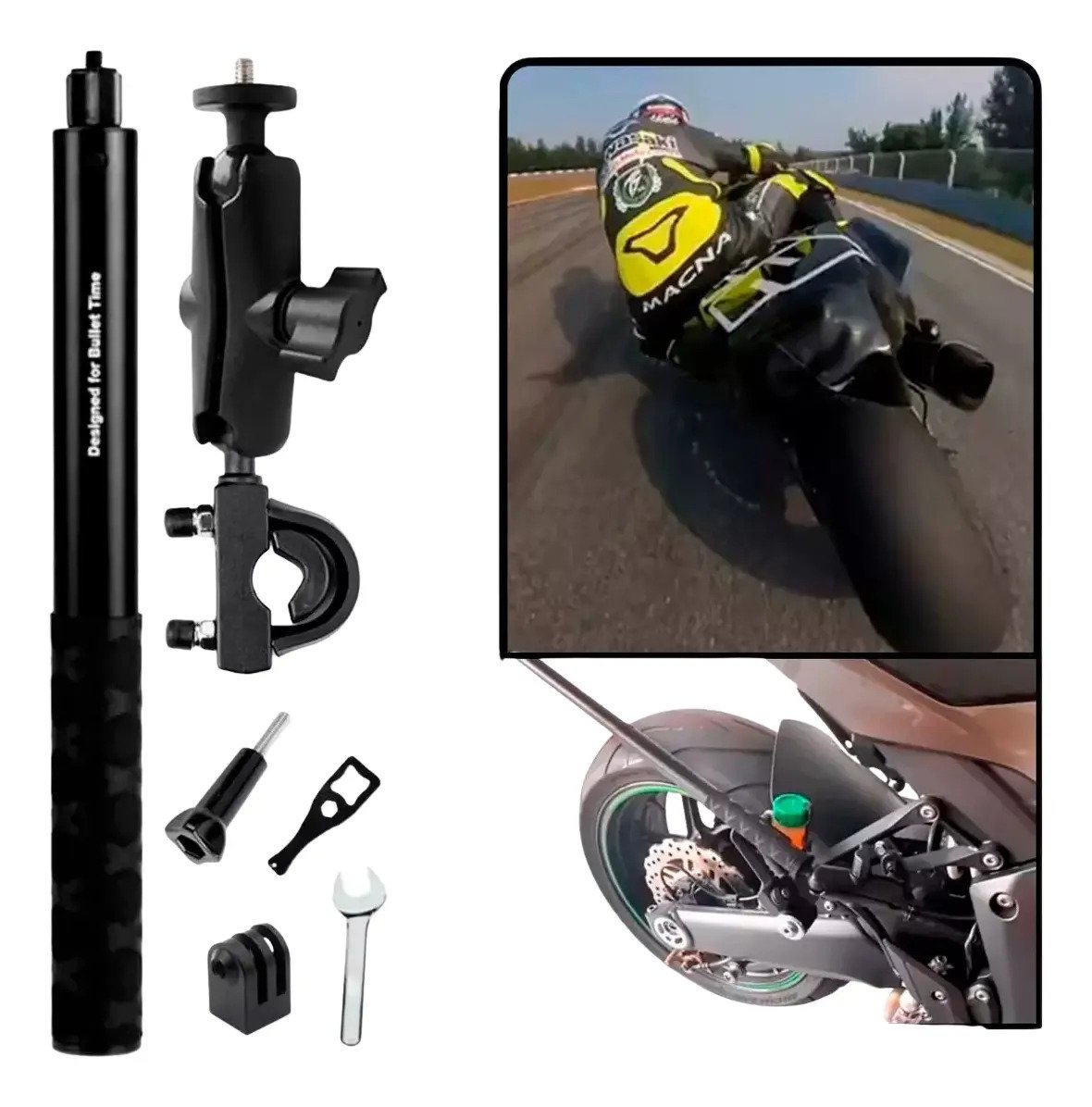 Palo Selfie Stick Con Soporte De Camara Deportiva Para Moto