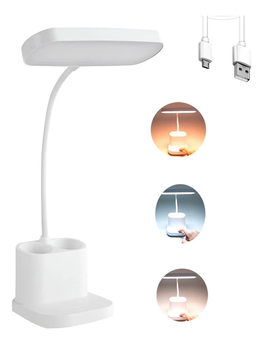 Lampara Led Luz Cálida Y Fría Recargable Flexible Portátil
