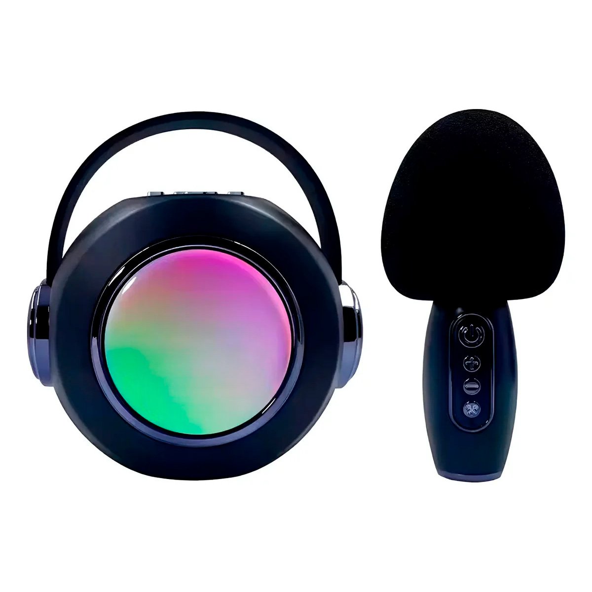 Mini Parlante Luz Rgb Bluetooth Canto Karaoke Con Micrófono