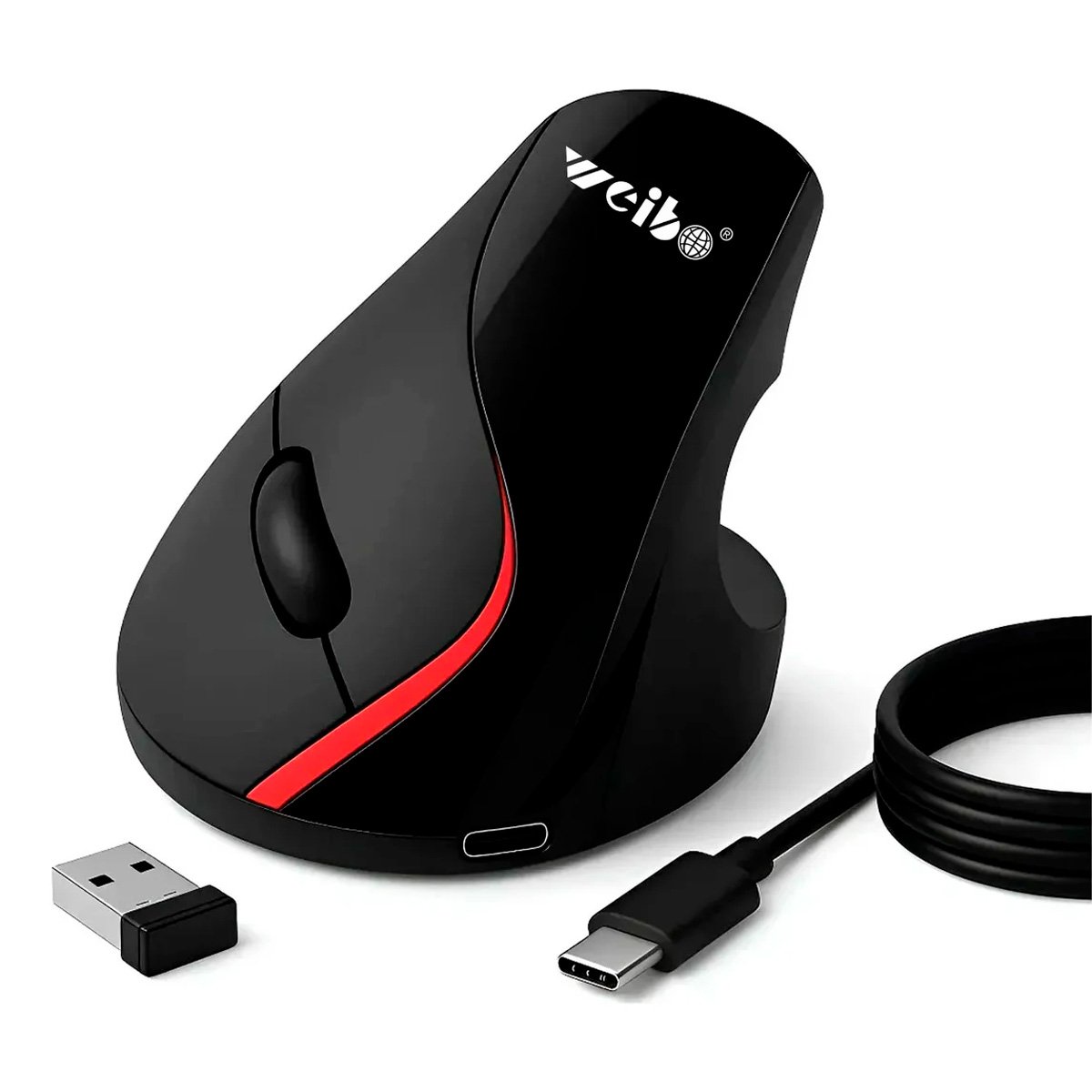 Mouse Vertical Inalámbrico Recargable Ergonómico Y Receptor