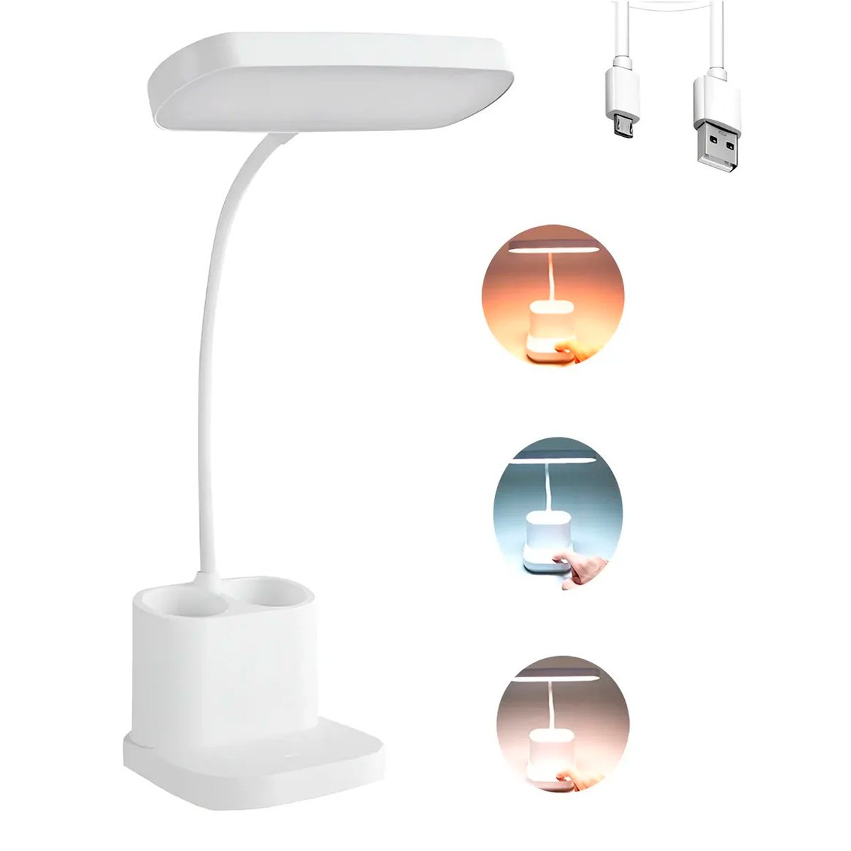 Lampara Led Luz Cálida Y Fría Recargable Flexible Portátil