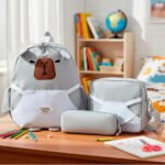 Morral Maleta Infantil 3 En 1 Capibara Lonchera Y Cartuchera