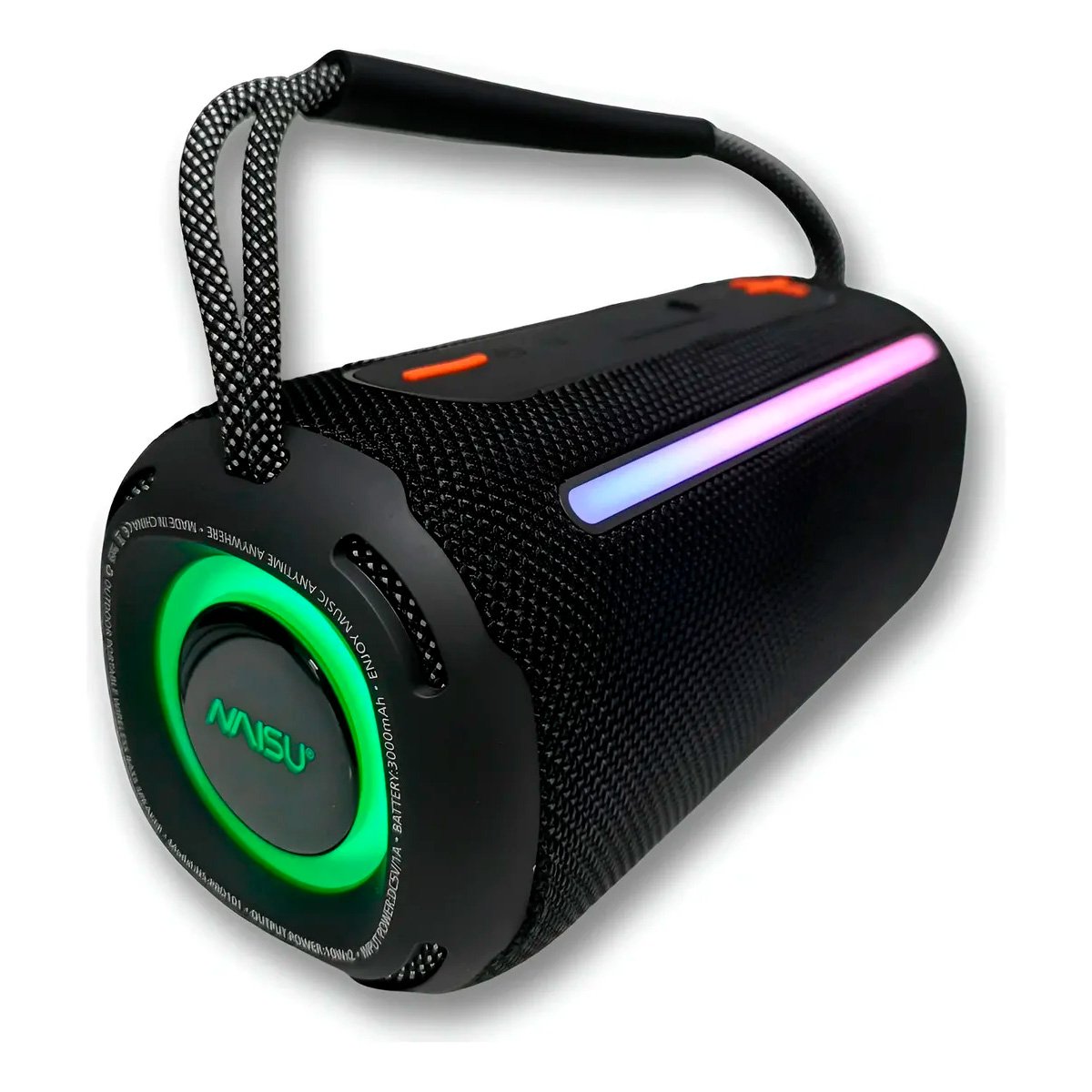 Parlante Portátil Inalámbrico Ipx6 Con Luz Rgb Usb Tf Y Aux