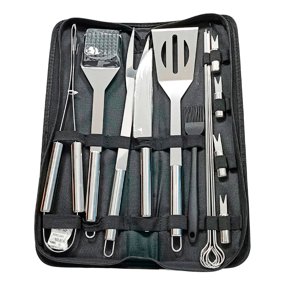Set Parrillero Estuche Kit Bbq Para Asados Con 15 Utensilios