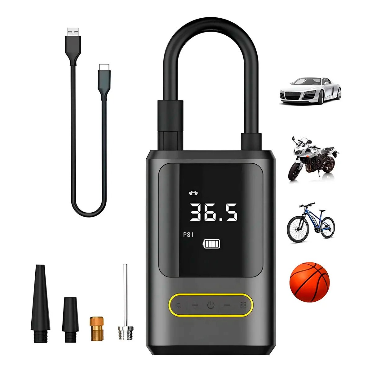 Compresor Inflador De Llantas Portátil Para Carro Moto Balón