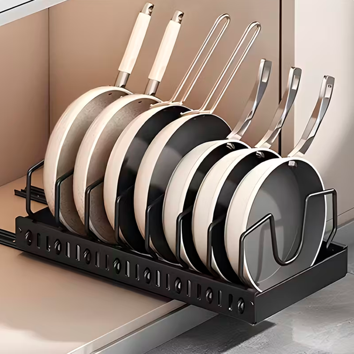 Organizador Deslizante De Ollas Sartenes Y Tapas Para Cocina