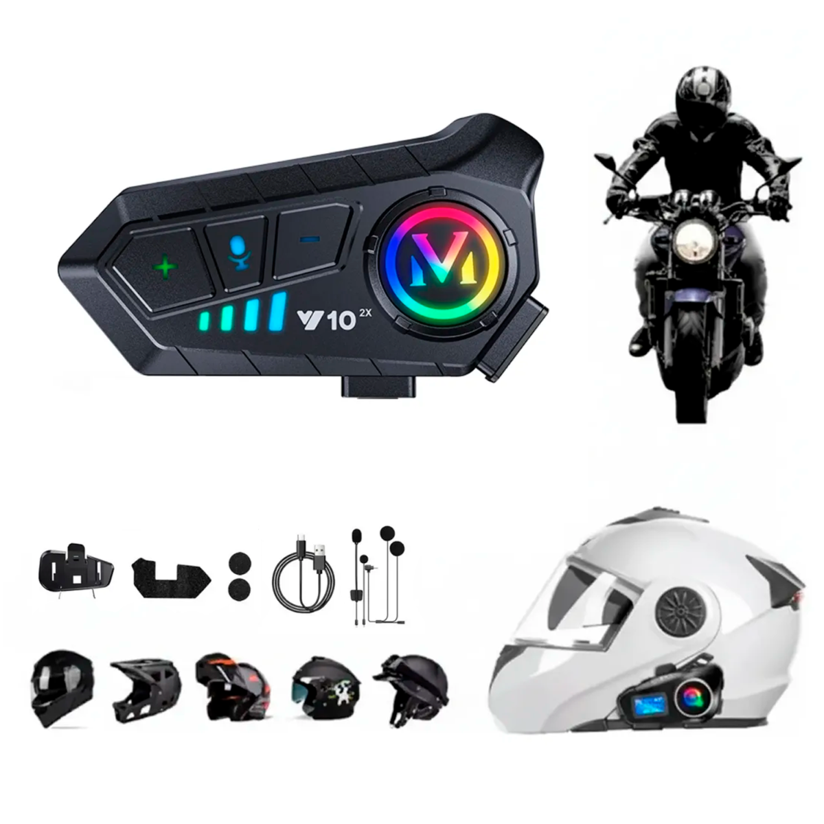 Intercomunicador Manos Libres Para Casco Moto Música Llamada
