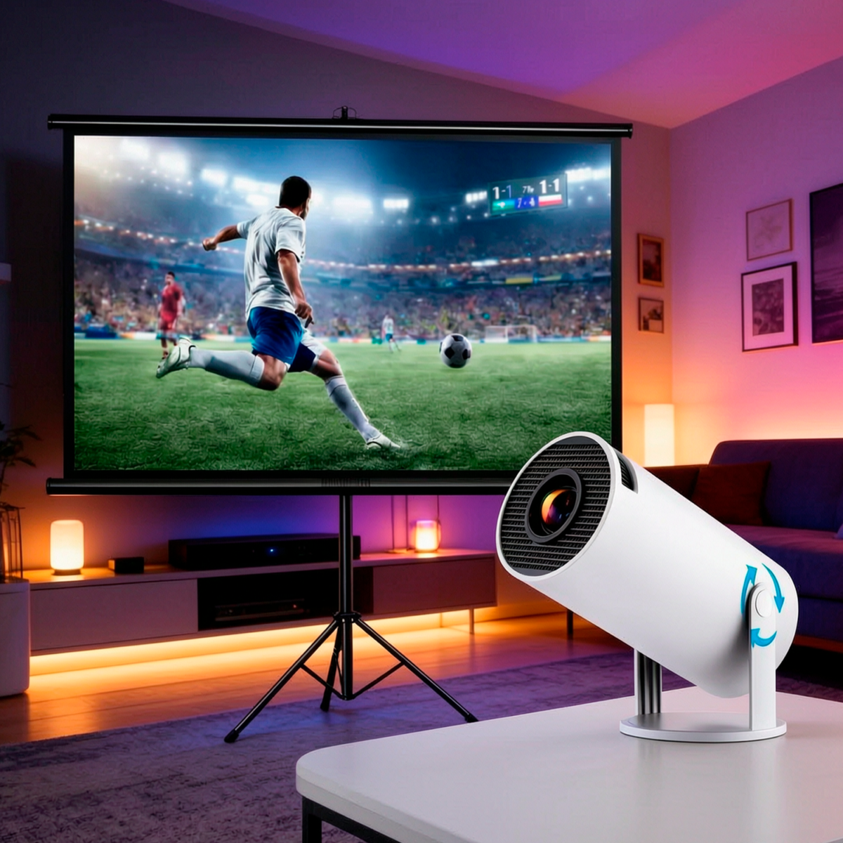Combo Mini Proyector Hd 1200 Lúmenes + Telón 72 + Trípode