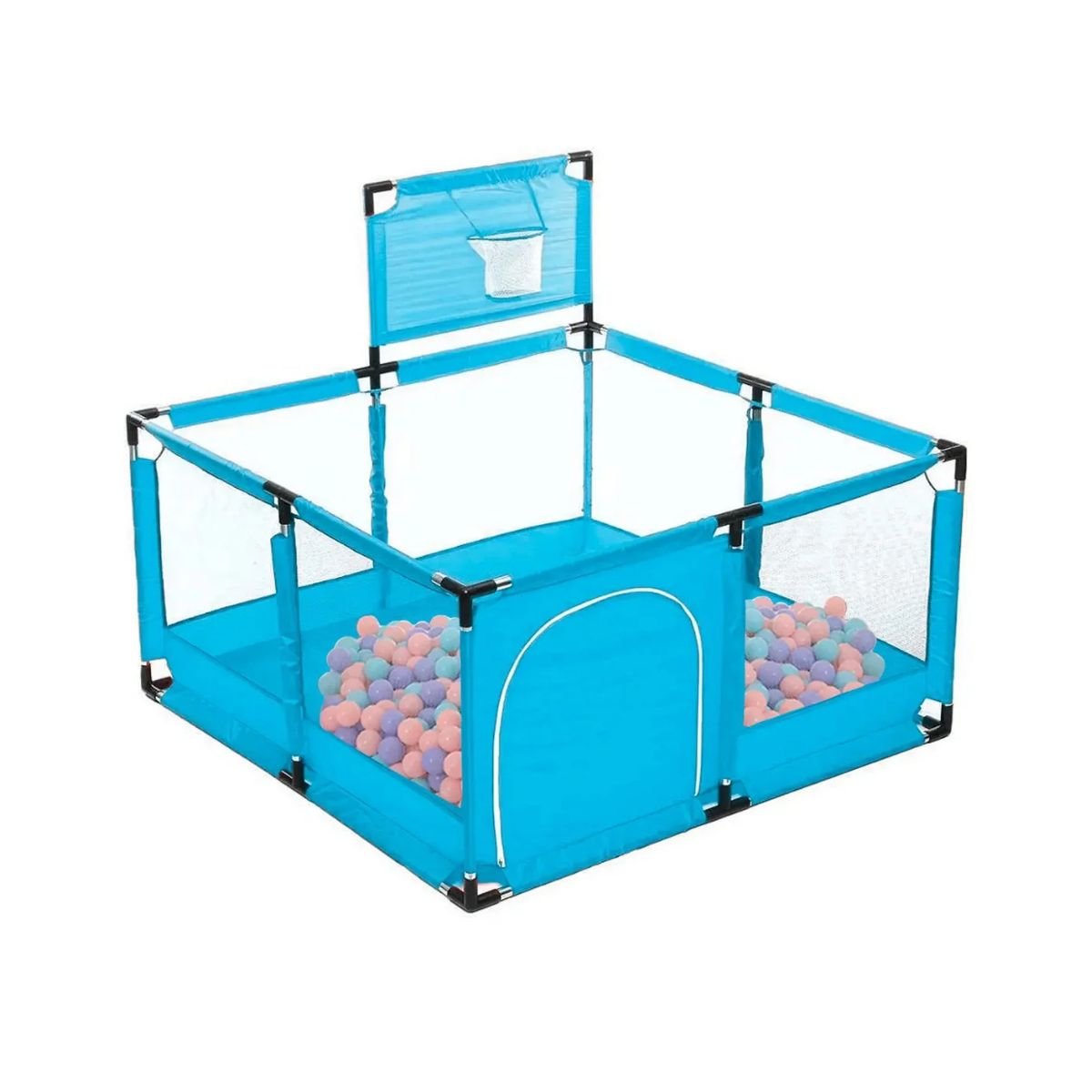 Corral En Forma Cuadrada Para Bebé Con Juegos Pelotas Cesta