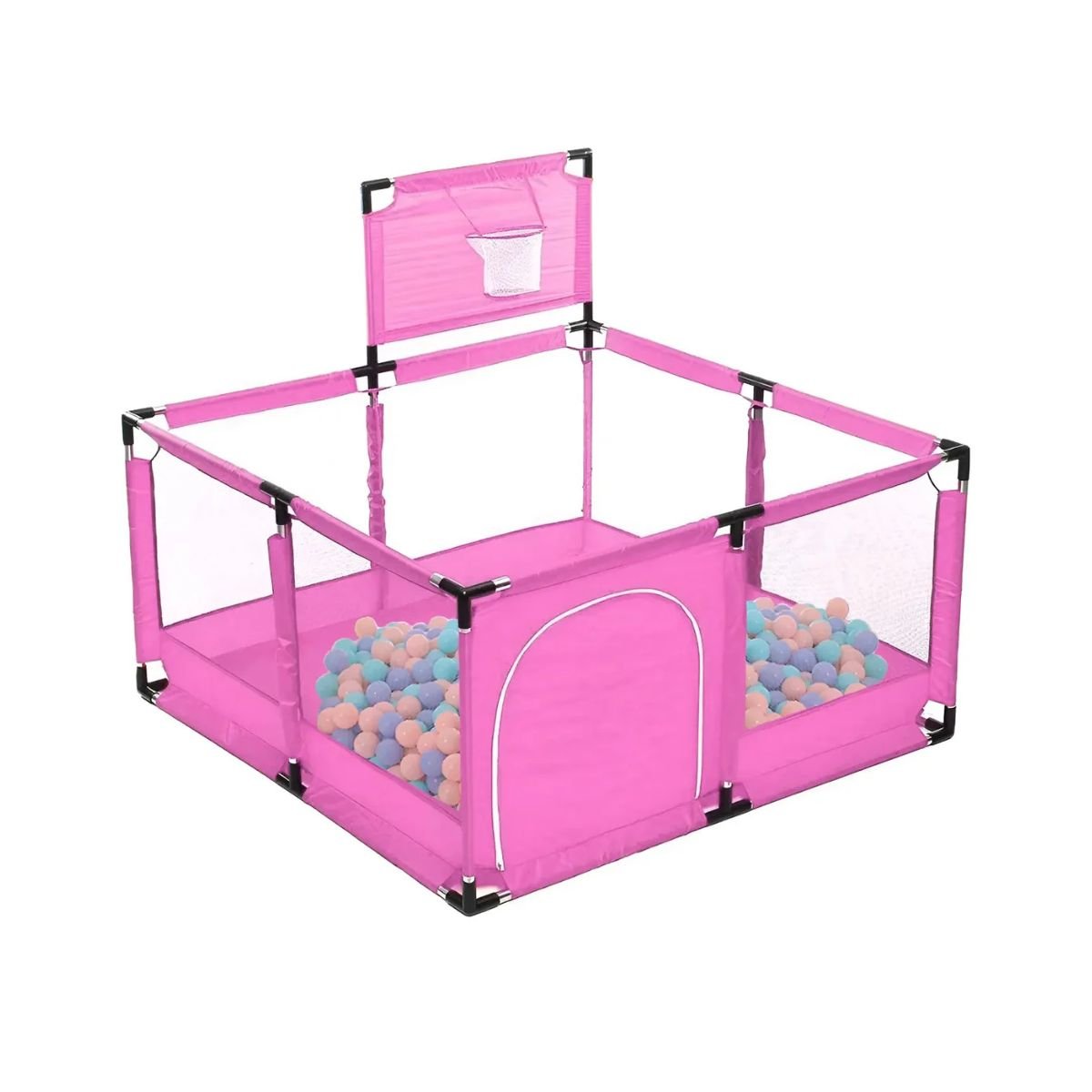 Corral En Forma Cuadrada Para Bebé Con Juegos Pelotas Cesta
