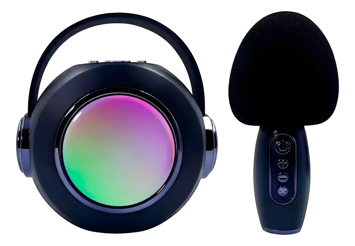 Mini Parlante Luz Rgb Bluetooth Canto Karaoke Con Micrófono