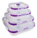 Lonchera Portacomida Plegable Cuadrada 4 Piezas De Silicona