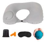 Almohada Cojin Viajero Cuellero Inflable + Forro + Antifaz