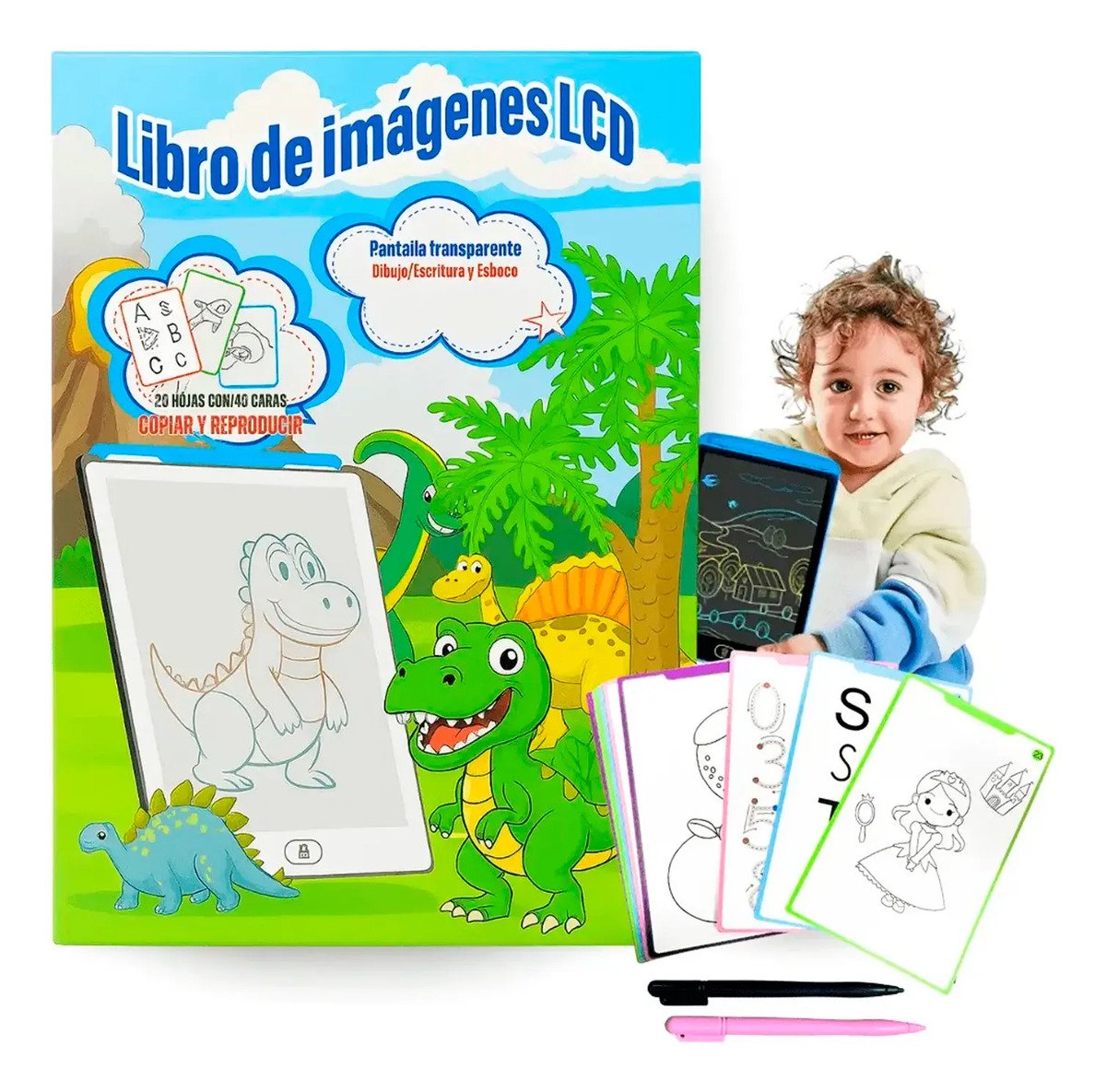Tablero Pizarra Mágica Lcd De Dibujo Con Tarjetas Educativas