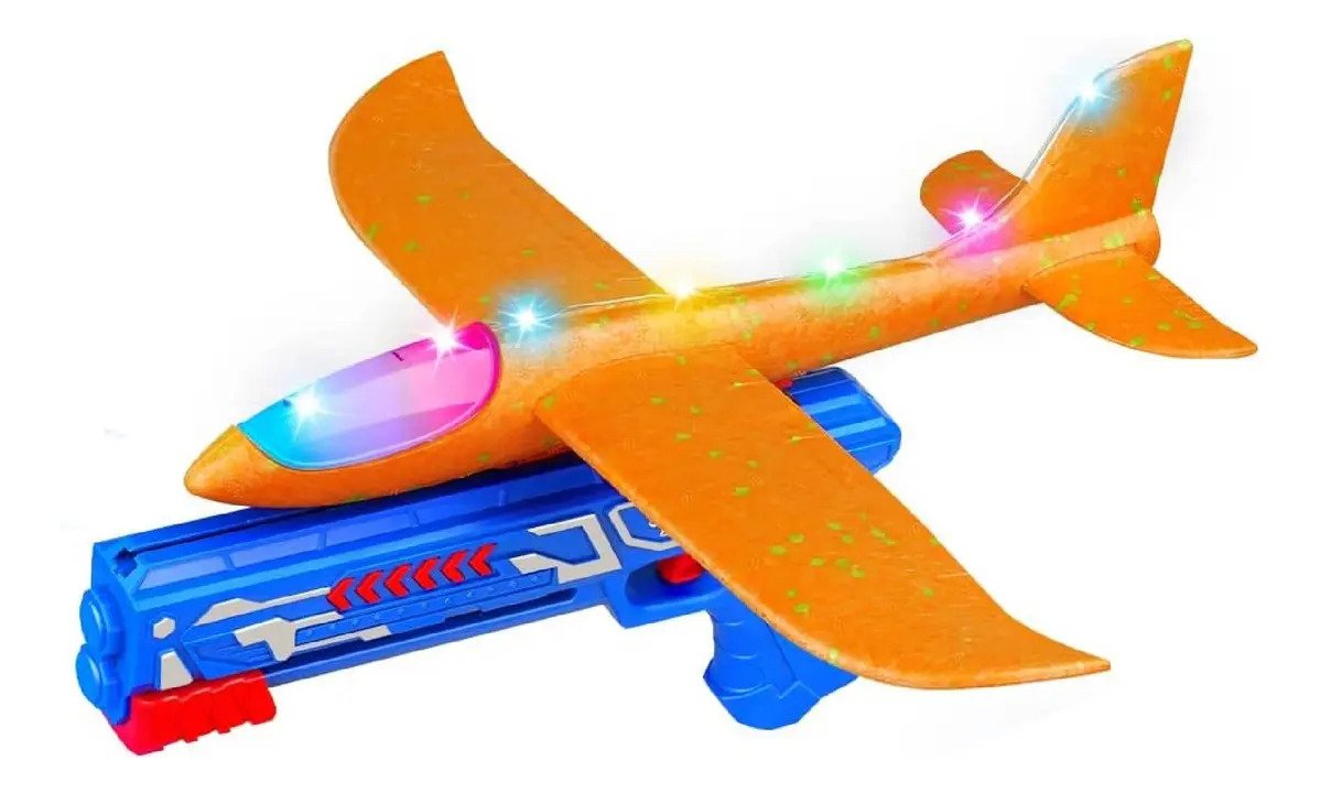 Juguete Para Niños Pistola Avión Suelta Burbujas Con Luz Led