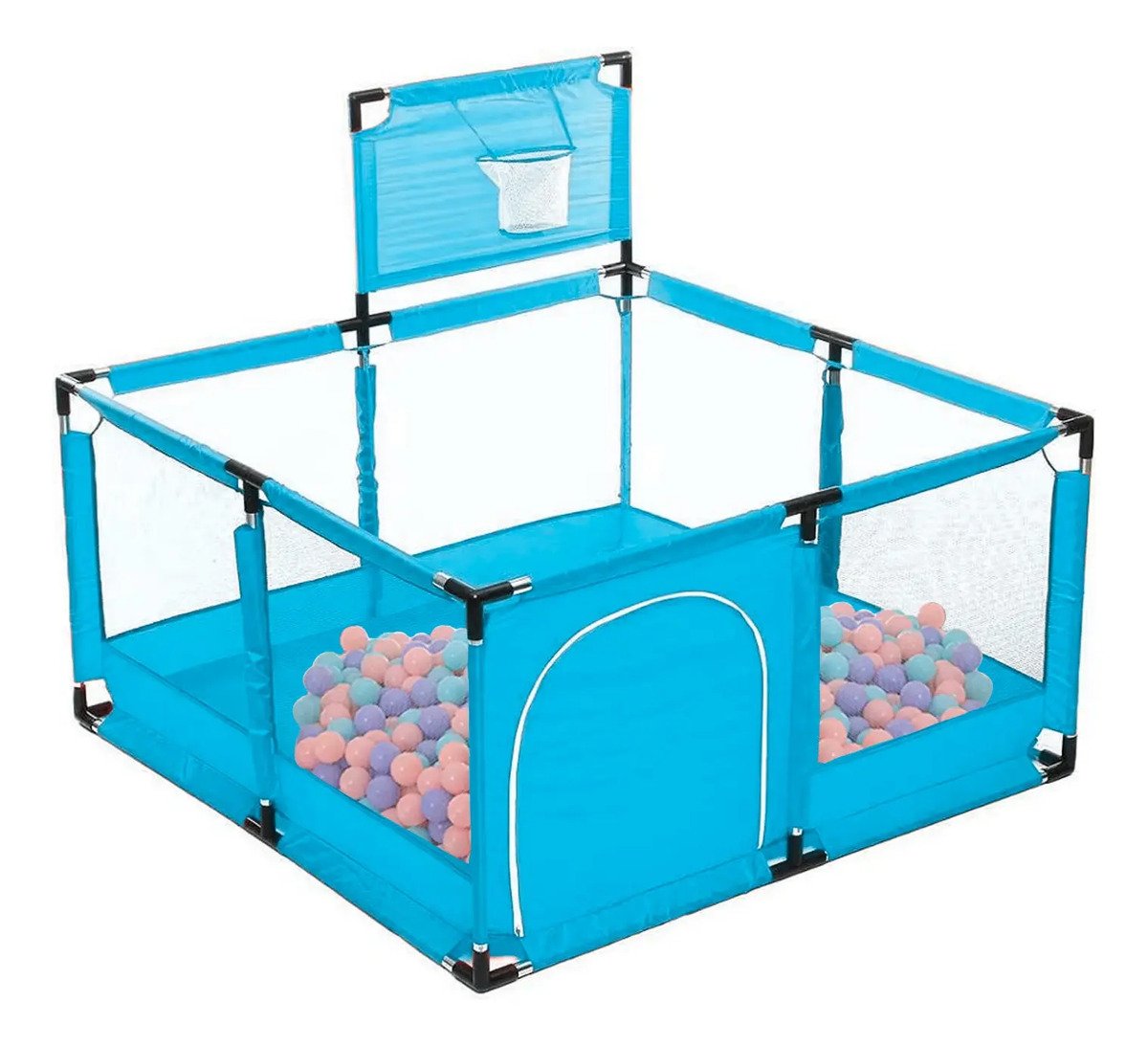 Corral En Forma Cuadrada Para Bebé Con Juegos Pelotas Cesta