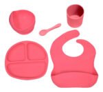 Vajilla Para Bebe En Silicona 5 En 1 Plato Vaso Babero Taza